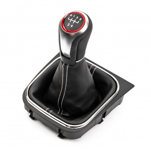 Pomello Del Caambio Cuffia Pu Pelle Per Volkswagen Jetta Golf V VI Jetta 5 Marce Punti bianchi