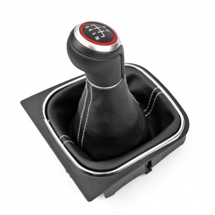 Pomello Del Caambio Cuffia Pu Pelle Per Volkswagen Jetta Golf V VI Jetta 5 Marce Punti bianchi