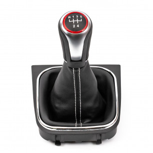 Pomello Del Caambio Cuffia Pu Pelle Per Volkswagen Jetta Golf V VI Jetta 5 Marce Punti bianchi