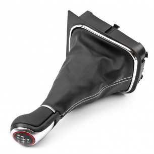 Pomello Del Caambio Cuffia Pu Pelle Per Volkswagen Jetta Golf V VI Jetta 5 Marce Punti bianchi